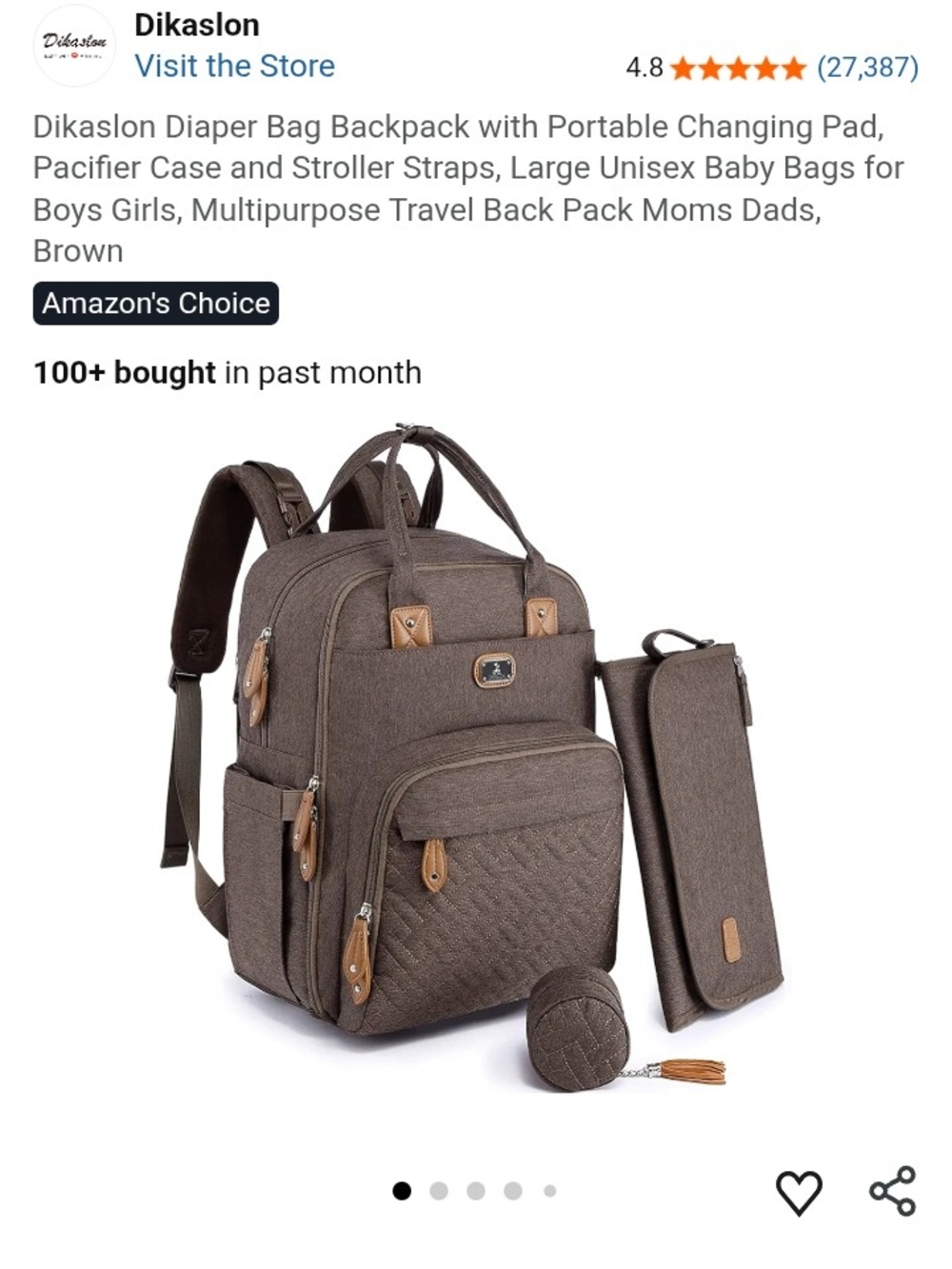 Grey Dikaslon Diaper Backpack - Multipurpose Travel Bag